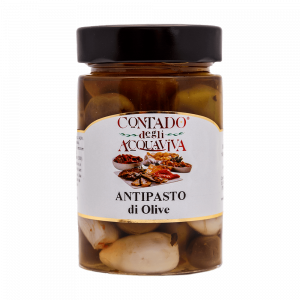 VASO-GOURMET-ML-212-ANTIPASTO-DI-OLIVE-INTERE-NERE-E-VERDI-CONDITE